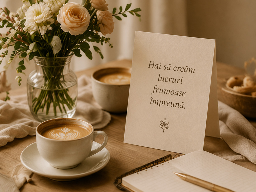 Floraffeine Boutique — cafea, flori și detalii editoriale pe masă