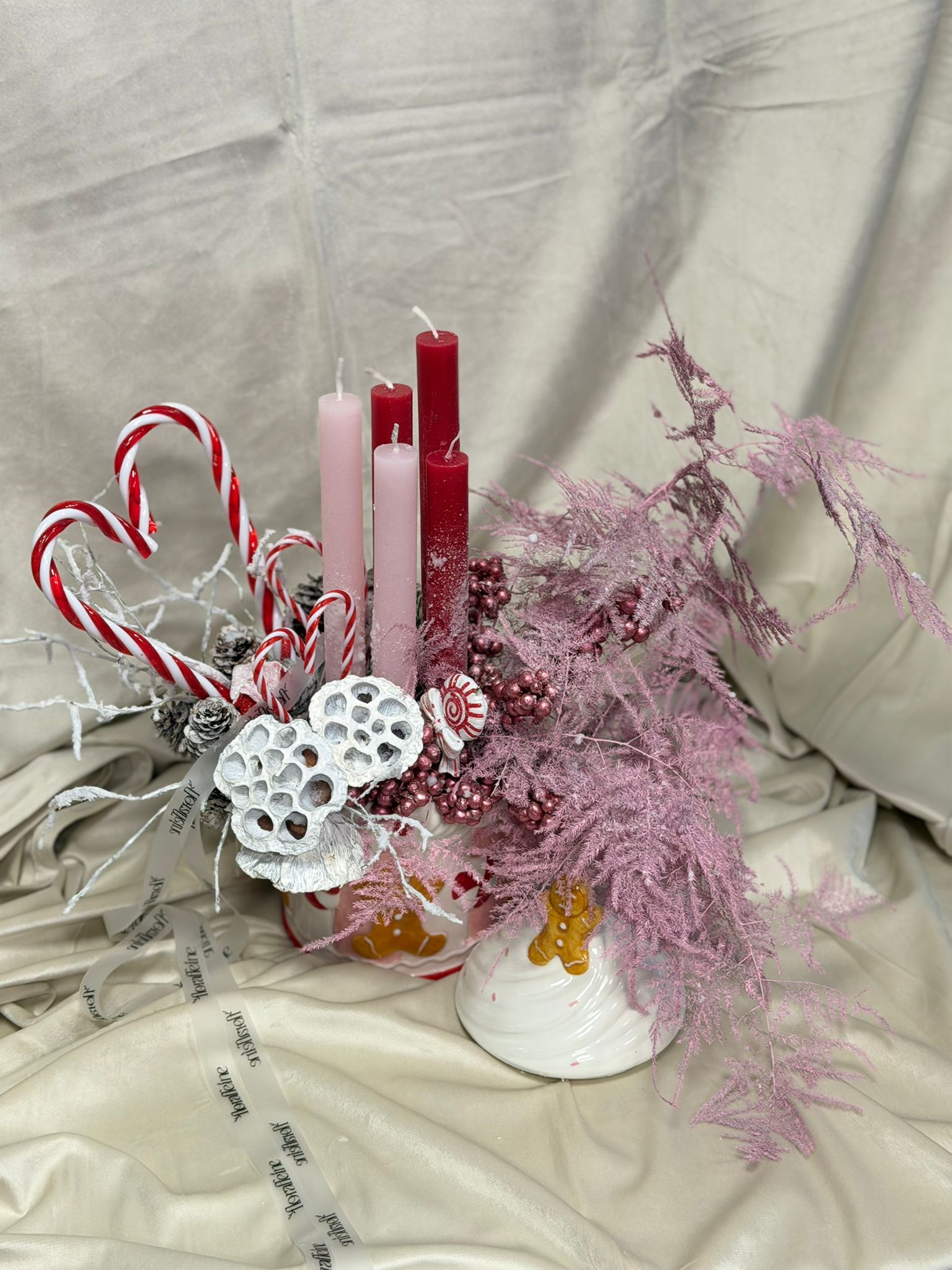 Candy Noel Couture – Aranjament Festiv în Vas Ceramic - Imagine 2